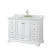 Custom image for White with Brushed Gold Trim / White Carrara Marble, Rectangular Sink / No Mirror
