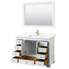 Custom image for White with Brushed Gold Trim / Giotto Quartz, Rectangular Sink / 46