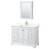 Custom image for White with Brushed Gold Trim / Giotto Quartz, Rectangular Sink / Medicine Cabinet