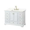 Custom image for White with Brushed Gold Trim / Giotto Quartz, Rectangular Sink / No Mirror
