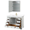 Custom image for White with Brushed Gold Trim / White Cultured Marble, Rectangular Sink / Medicine Cabinet