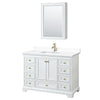 Custom image for White with Brushed Gold Trim / White Cultured Marble, Rectangular Sink / Medicine Cabinet