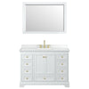 Custom image for White with Brushed Gold Trim / White Cultured Marble, Rectangular Sink / 46