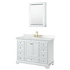 Custom image for White with Brushed Gold Trim / White Cultured Marble, Rectangular Sink / Medicine Cabinet
