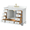 Custom image for White with Brushed Gold Trim / White Cultured Marble, Rectangular Sink / No Mirror