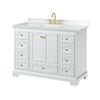 Custom image for White with Brushed Gold Trim / White Cultured Marble, Rectangular Sink / No Mirror
