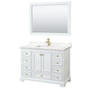 Custom image for White with Brushed Gold Trim / White Quartz, Rectangular Sink / 46