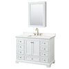 Custom image for White with Brushed Gold Trim / White Quartz, Rectangular Sink / Medicine Cabinet