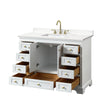 Custom image for White with Brushed Gold Trim / White Quartz, Rectangular Sink / No Mirror