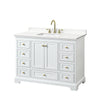 Custom image for White with Brushed Gold Trim / White Quartz, Rectangular Sink / No Mirror