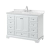 Custom image for White with Polished Chrome Trim / Carrara Cultured Marble, Rectangular Sink / No Mirror