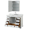 Custom image for White with Polished Chrome Trim / White Carrara Marble, Rectangular Sink / Medicine Cabinet