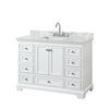 Custom image for White with Polished Chrome Trim / White Carrara Marble, Rectangular Sink / No Mirror