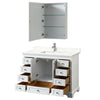 Custom image for White with Polished Chrome Trim / Giotto Quartz, Rectangular Sink / Medicine Cabinet