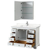 Custom image for White with Polished Chrome Trim / White Quartz, Rectangular Sink / Medicine Cabinet