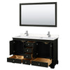 Custom image for Dark Espresso with Polished Chrome Trim / Carrara Cultured Marble, Rectangular Sink / 58