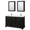 Custom image for Dark Espresso with Polished Chrome Trim / Carrara Cultured Marble, Rectangular Sink / Medicine Cabinets