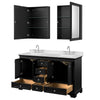 Custom image for Dark Espresso with Polished Chrome Trim / Carrara Cultured Marble, Rectangular Sink / Medicine Cabinets