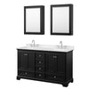 Custom image for Dark Espresso with Polished Chrome Trim / Carrara Cultured Marble, Rectangular Sink / Medicine Cabinets