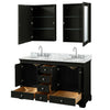 Custom image for Dark Espresso with Polished Chrome Trim / White Carrara Marble, Oval Sink / Medicine Cabinets