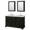 Custom image for Dark Espresso with Polished Chrome Trim / White Carrara Marble, Oval Sink / Medicine Cabinets