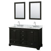 Custom image for Dark Espresso with Polished Chrome Trim / White Carrara Marble, Rectangular Sink / 24