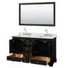 Custom image for Dark Espresso with Polished Chrome Trim / White Carrara Marble, Rectangular Sink / 58