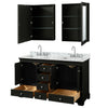 Custom image for Dark Espresso with Polished Chrome Trim / White Carrara Marble, Rectangular Sink / Medicine Cabinets