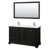 Custom image for Dark Espresso with Polished Chrome Trim / White Cultured Marble, Rectangular Sink / 58