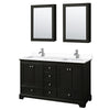 Custom image for Dark Espresso with Polished Chrome Trim / White Cultured Marble, Rectangular Sink / Medicine Cabinets