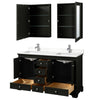 Custom image for Dark Espresso with Polished Chrome Trim / White Quartz, Rectangular Sink / Medicine Cabinets