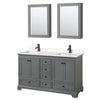 Custom image for Dark Gray with Matte Black Trim / Carrara Cultured Marble, Rectangular Sink / Medicine Cabinets