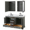 Custom image for Dark Gray with Matte Black Trim / White Carrara Marble, Rectangular Sink / Medicine Cabinets
