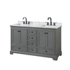 Custom image for Dark Gray with Matte Black Trim / White Carrara Marble, Rectangular Sink / No Mirror