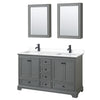 Custom image for Dark Gray with Matte Black Trim / White Cultured Marble, Rectangular Sink / Medicine Cabinets