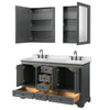 Custom image for Dark Gray with Matte Black Trim / White Cultured Marble, Rectangular Sink / Medicine Cabinets
