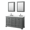 Custom image for Dark Gray with Matte Black Trim / White Cultured Marble, Rectangular Sink / Medicine Cabinets