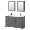 Custom image for Dark Gray with Matte Black Trim / White Quartz, Rectangular Sink / Medicine Cabinets