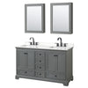 Custom image for Dark Gray with Matte Black Trim / White Quartz, Rectangular Sink / Medicine Cabinets