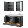 Custom image for Dark Gray with Polished Chrome Trim / Carrara Cultured Marble, Rectangular Sink / Medicine Cabinets