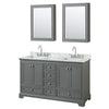 Custom image for Dark Gray with Polished Chrome Trim / White Carrara Marble, Rectangular Sink / Medicine Cabinets