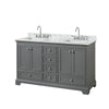 Custom image for Dark Gray with Polished Chrome Trim / White Carrara Marble, Rectangular Sink / No Mirror