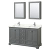 Custom image for Dark Gray with Polished Chrome Trim / Giotto Quartz, Rectangular Sink / Medicine Cabinets