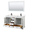 Custom image for White with Matte Black Trim / Carrara Cultured Marble, Rectangular Sink / 58
