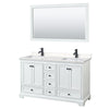 Custom image for White with Matte Black Trim / Carrara Cultured Marble, Rectangular Sink / 58