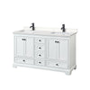 Custom image for White with Matte Black Trim / Carrara Cultured Marble, Rectangular Sink / No Mirror