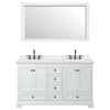 Custom image for White with Matte Black Trim / Carrara Cultured Marble, Rectangular Sink / 58
