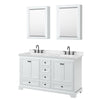 Custom image for White with Matte Black Trim / Carrara Cultured Marble, Rectangular Sink / Medicine Cabinets
