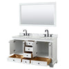 Custom image for White with Matte Black Trim / White Carrara Marble, Oval Sink / 58