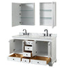 Custom image for White with Matte Black Trim / White Carrara Marble, Oval Sink / Medicine Cabinets